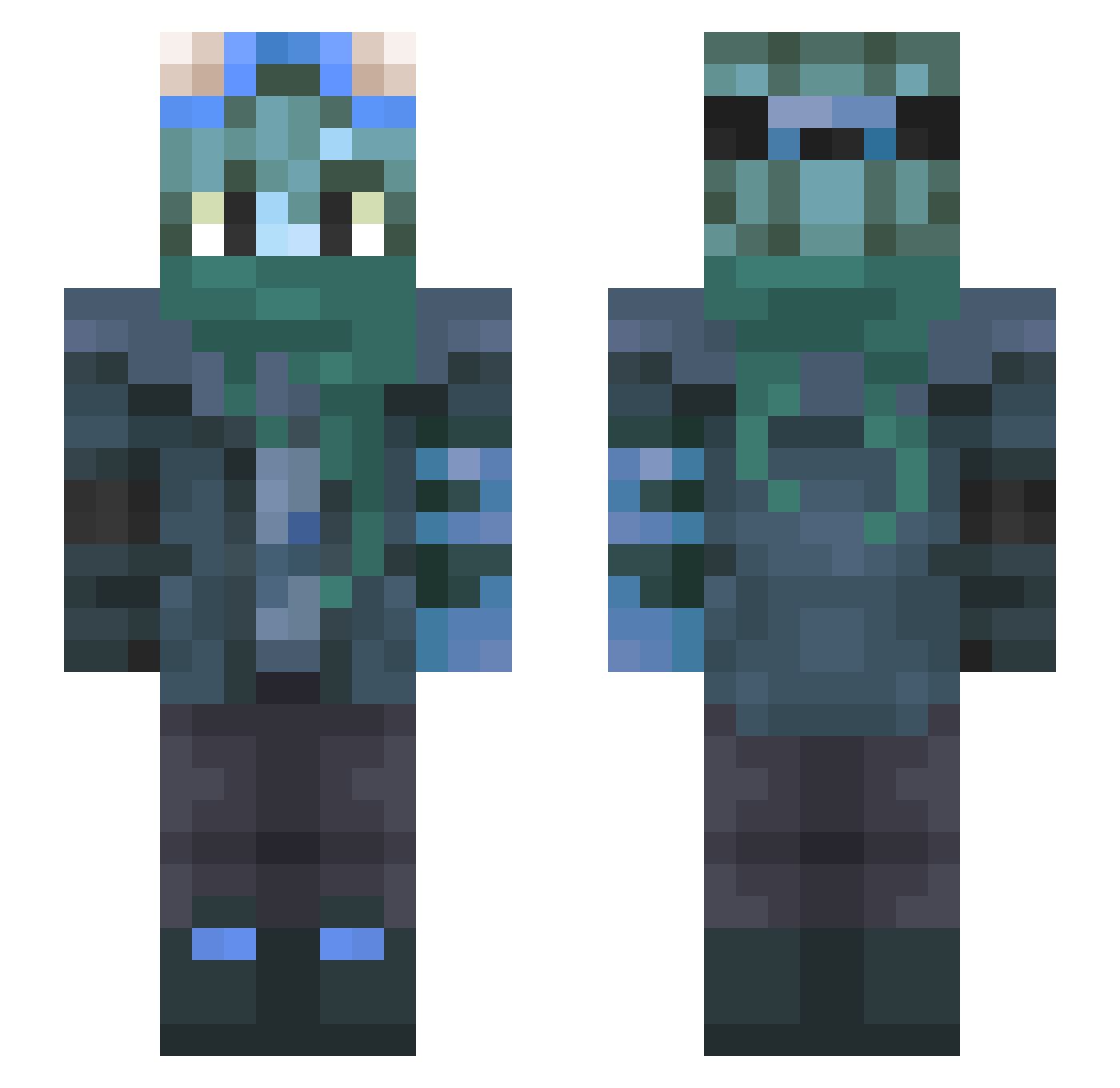 Aren236 Minecraft skin, front and back view
