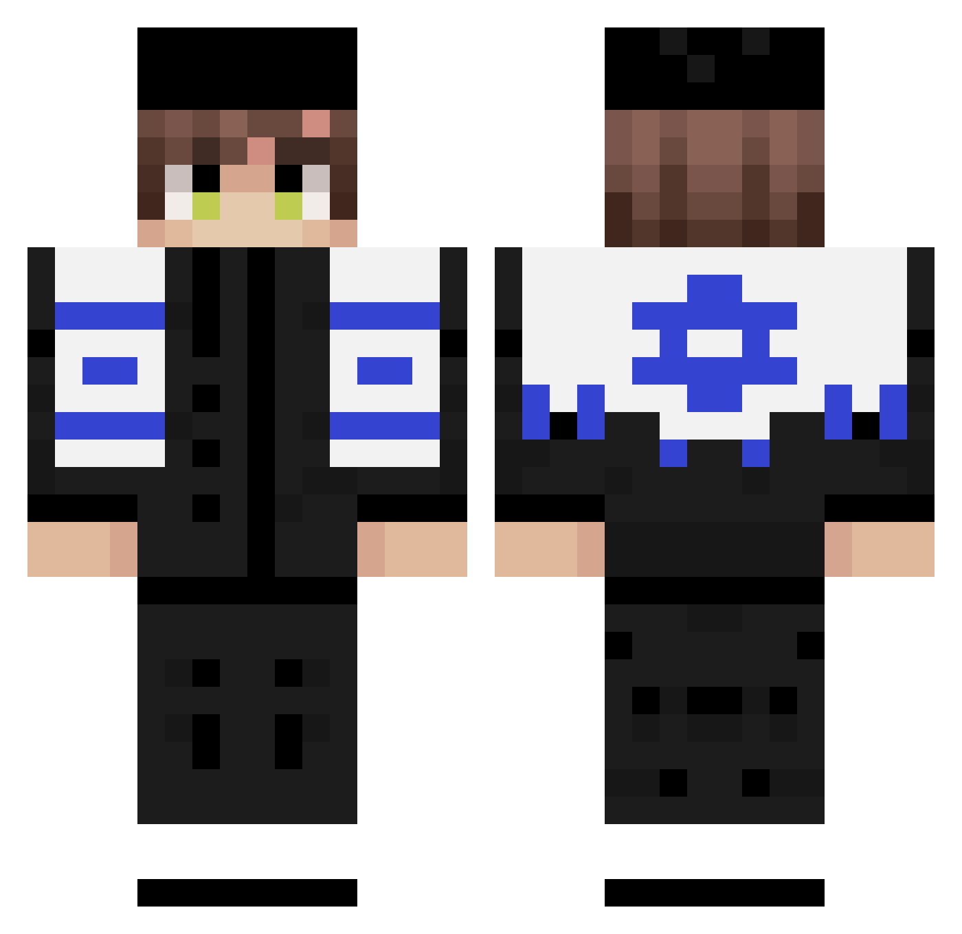 JewishRicniclac Minecraft skin, front and back view