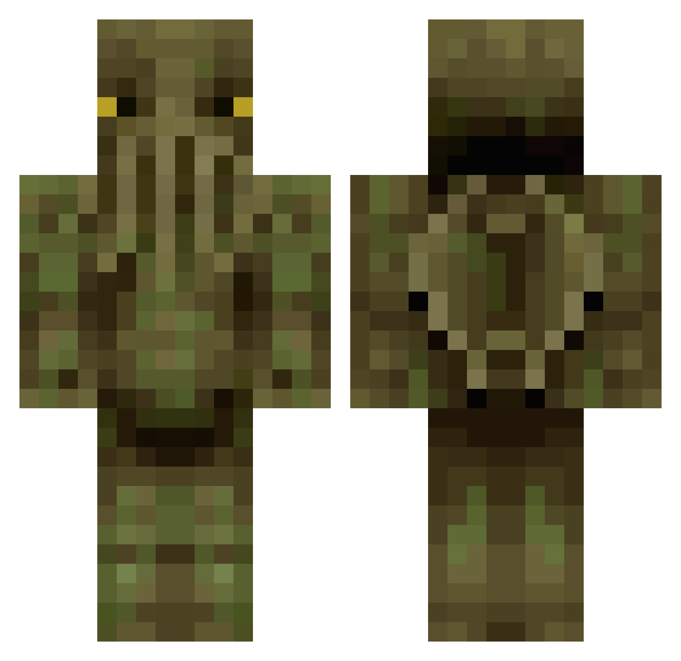 JustHiraeth Minecraft skin, front and back view