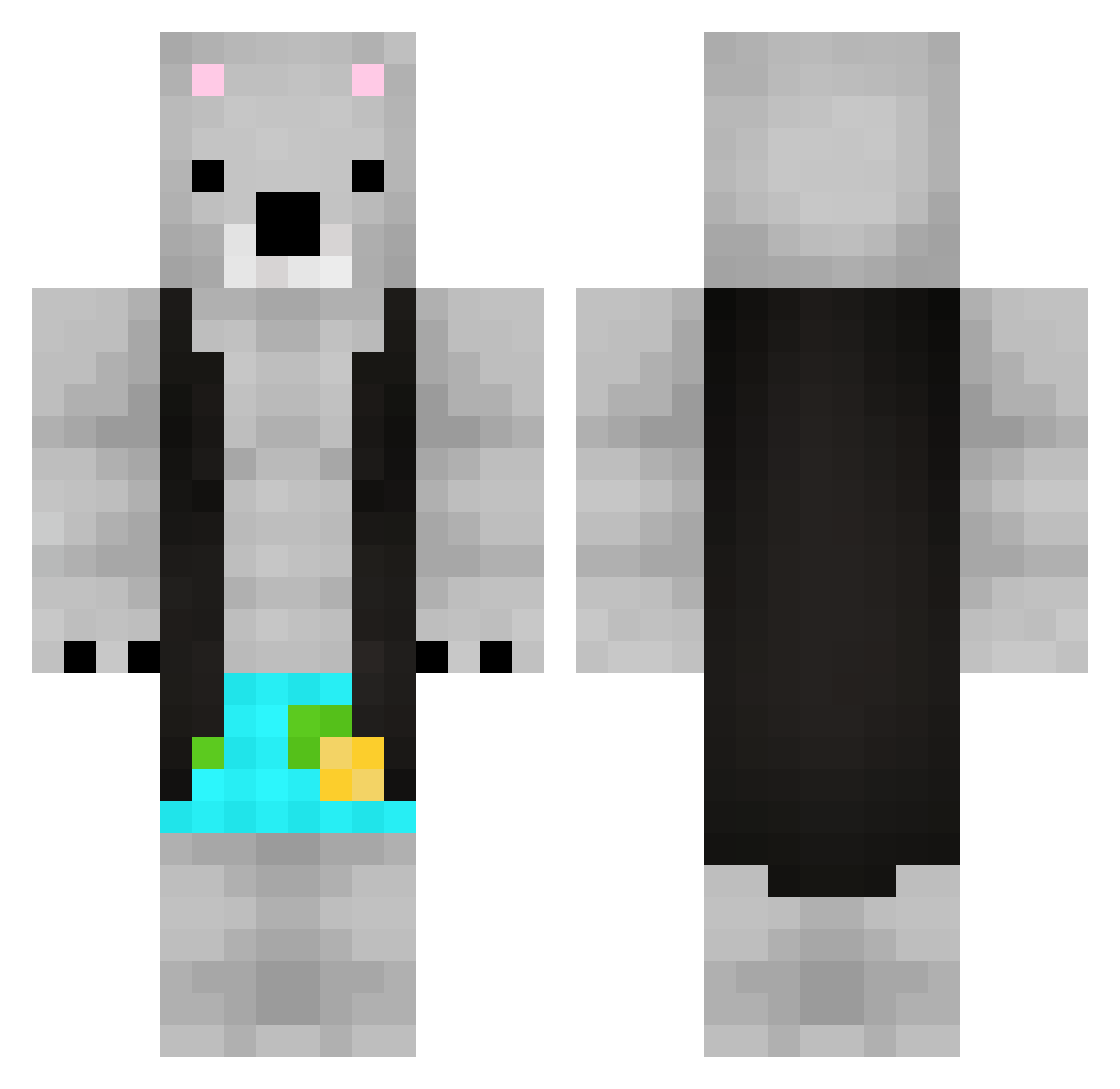_Huntaro Minecraft skin, front and back view