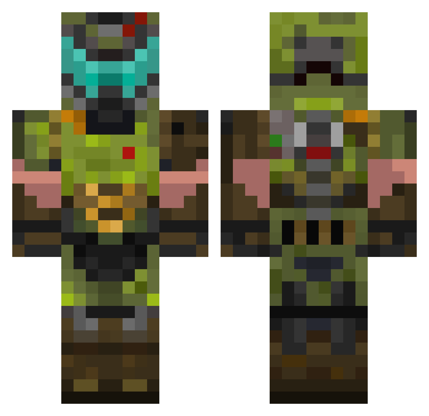 Spinelet Minecraft skin, front and back view