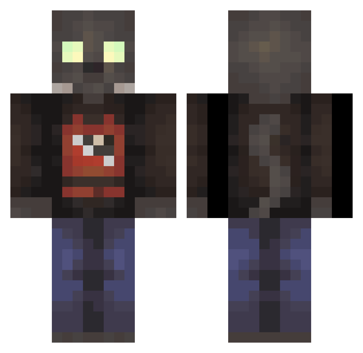 VoodooVrac Minecraft skin, front and back view