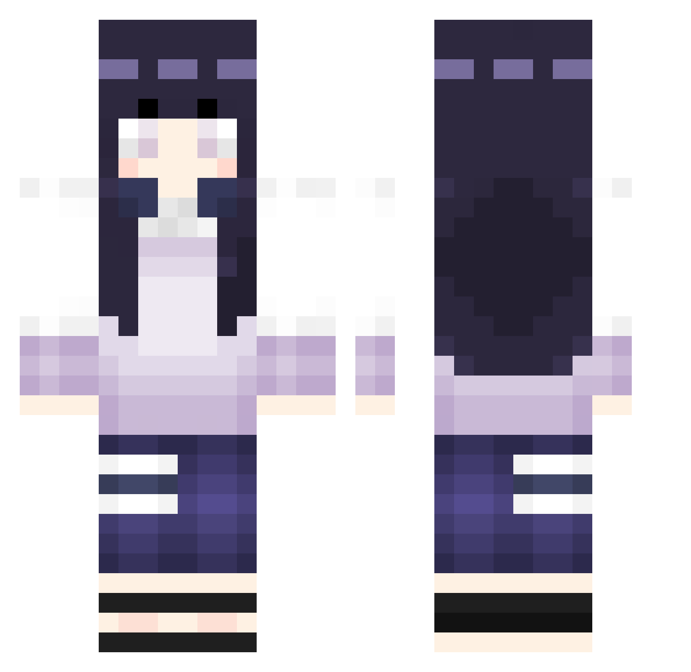 Rheidae Minecraft skin, front and back view