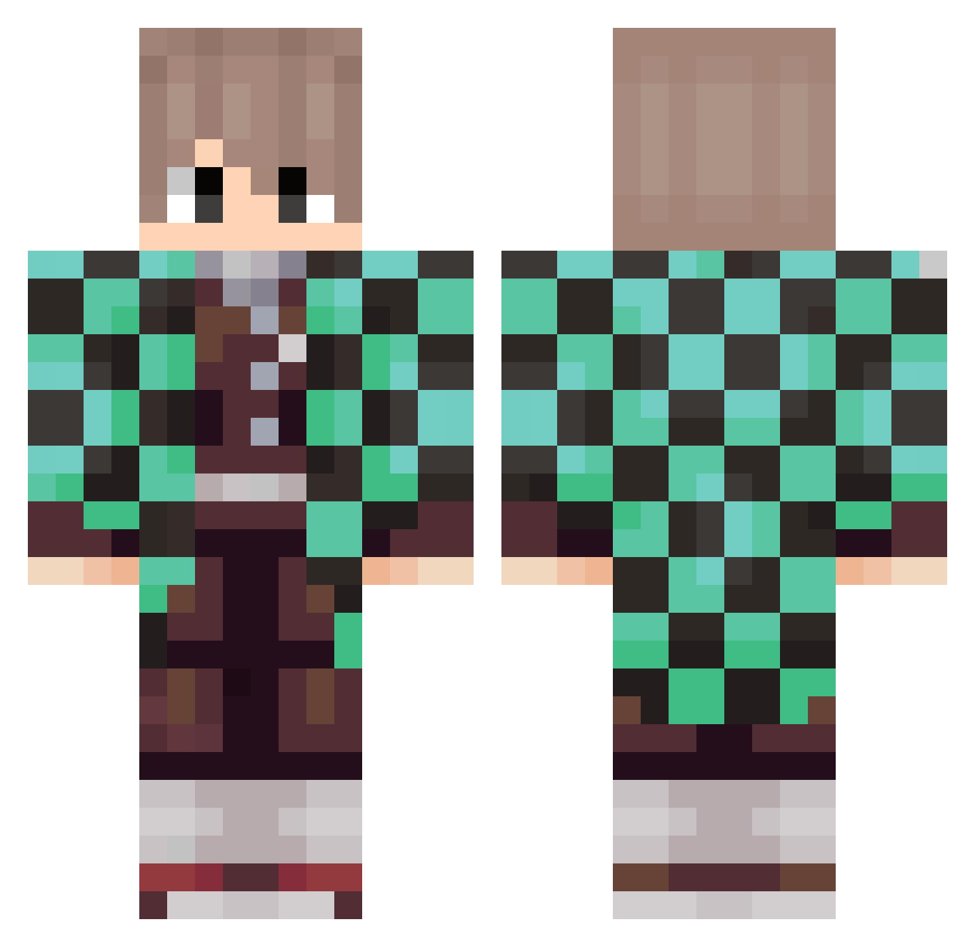 kplouffe Minecraft skin, front and back view