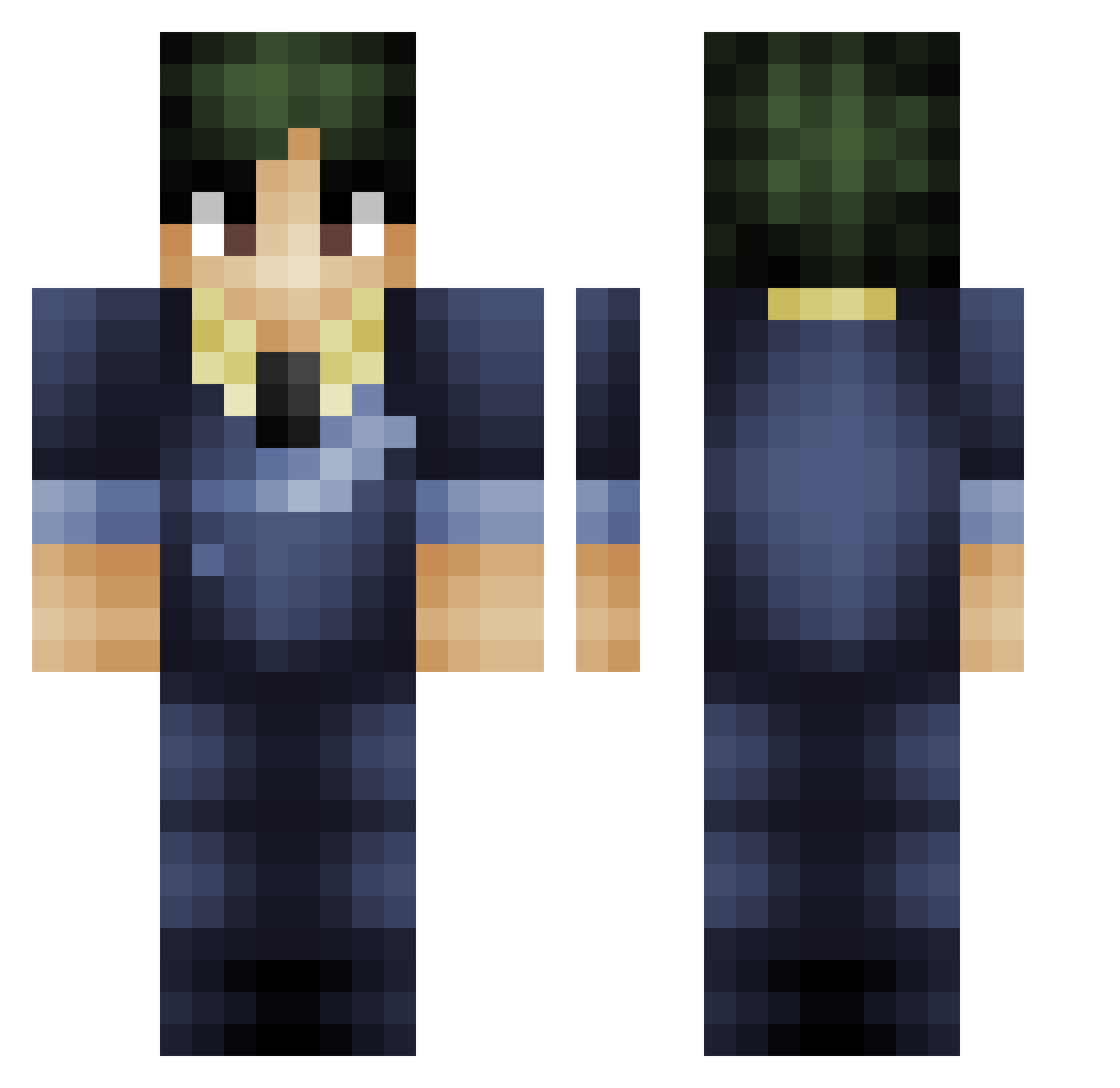 H0PU Minecraft skin, front and back view