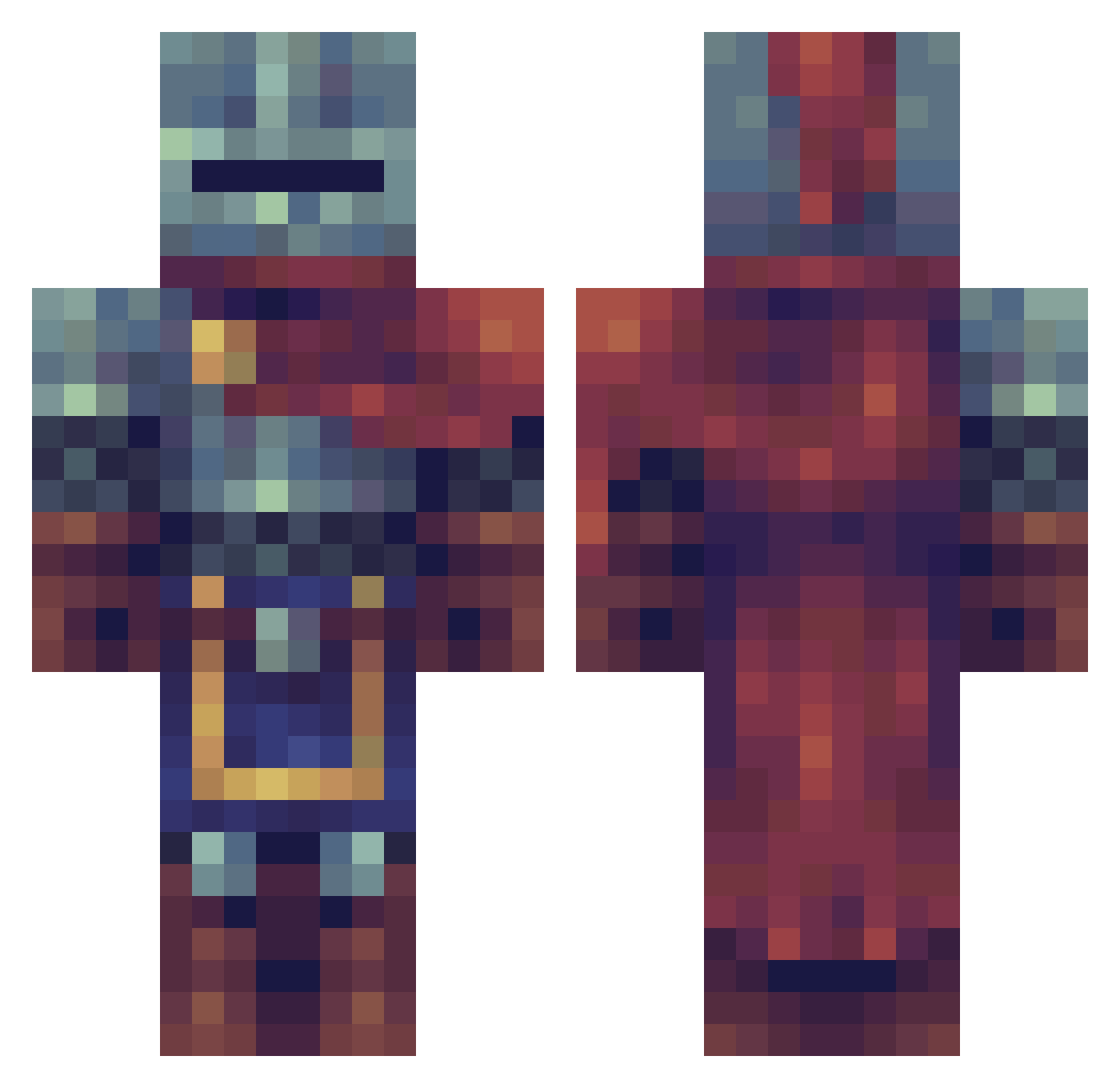 TheDeadlySpider Minecraft skin, front and back view