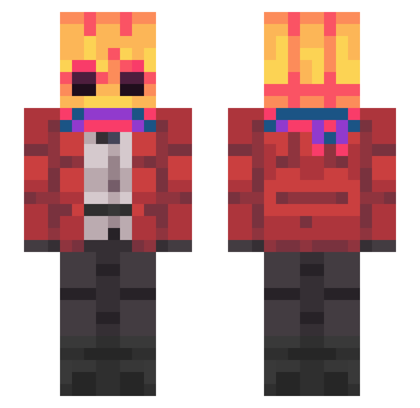 Javac27 Minecraft skin, front and back view