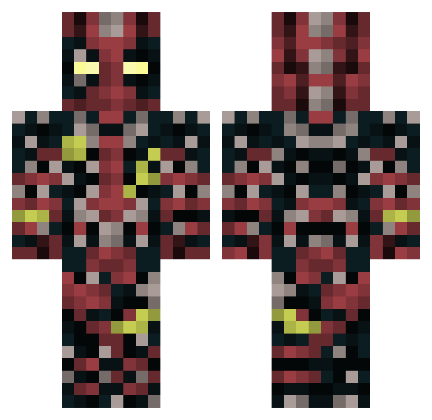 Megasaxophone08 Minecraft skin, front and back view