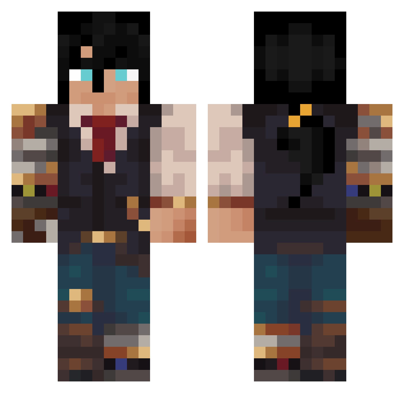 Lucky454giant Minecraft skin, front and back view