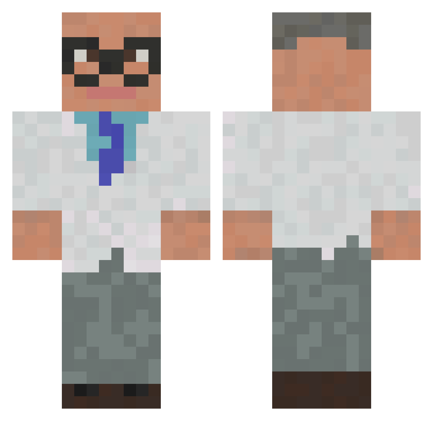 Pdsp2 Minecraft skin, front and back view