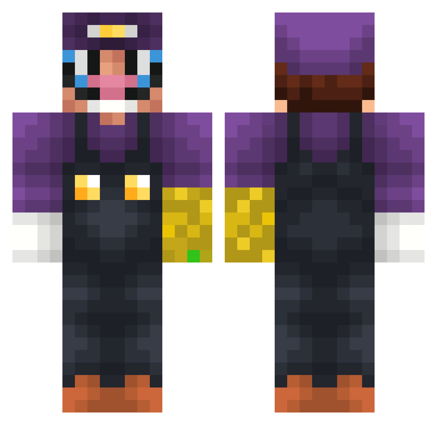 Nutmeg_in_rear Minecraft skin, front and back view