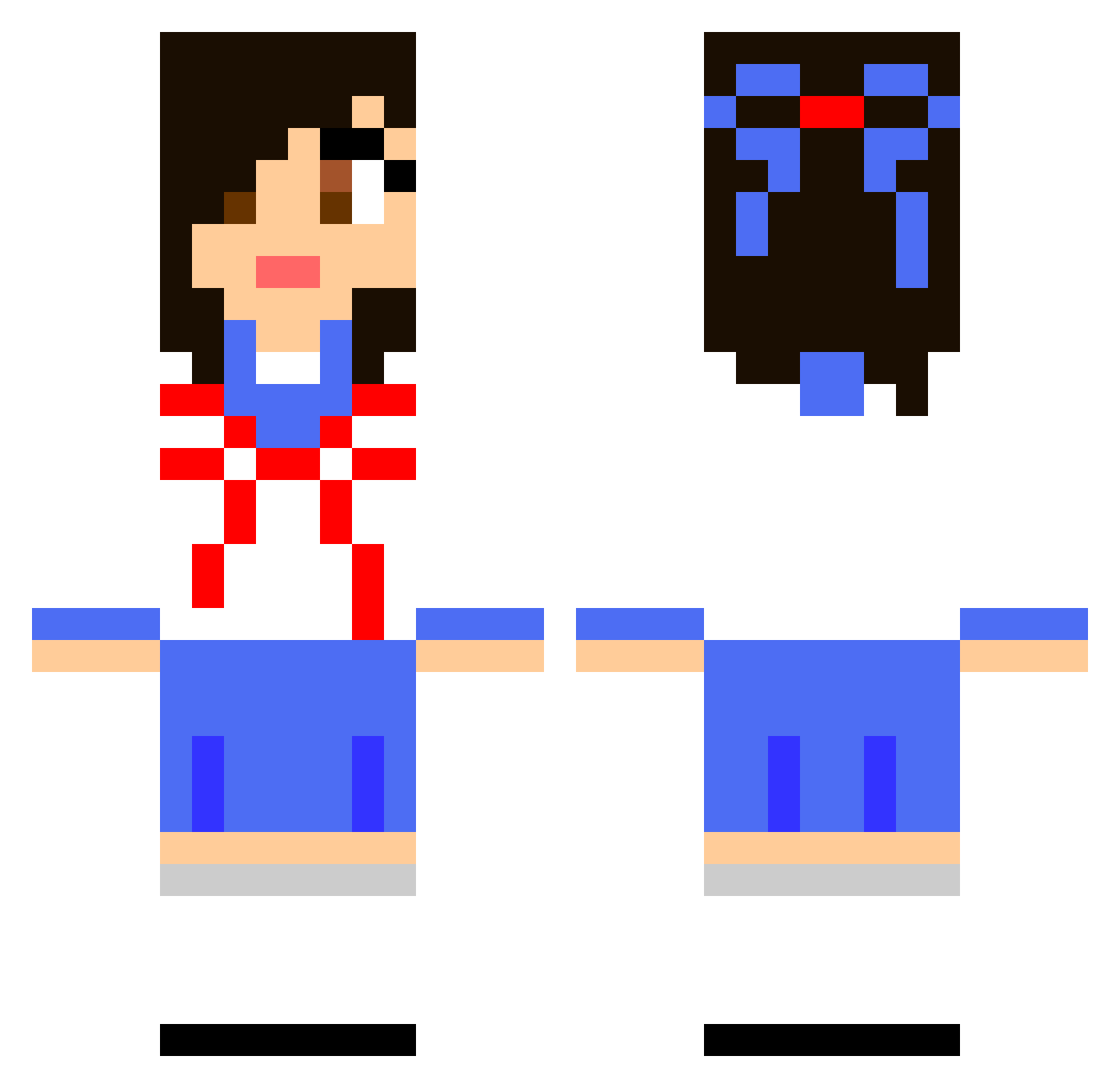 Multihead Minecraft skin, front and back view