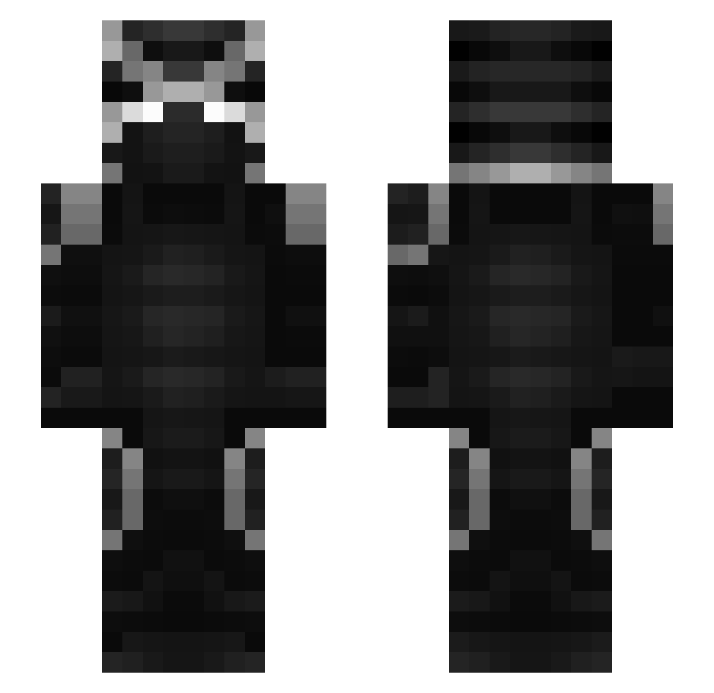 valhelsia3 Minecraft skin, front and back view