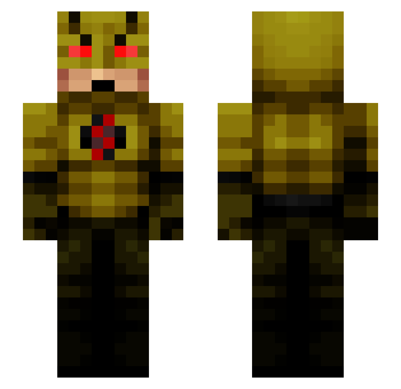 Gravitating Minecraft skin, front and back view