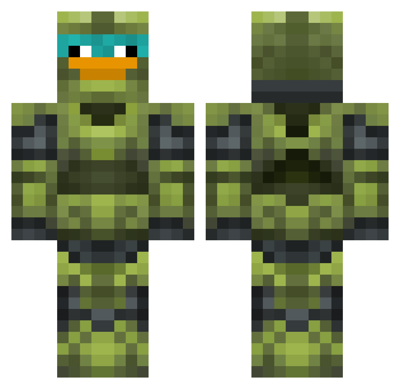 RealVanity Minecraft skin, front and back view