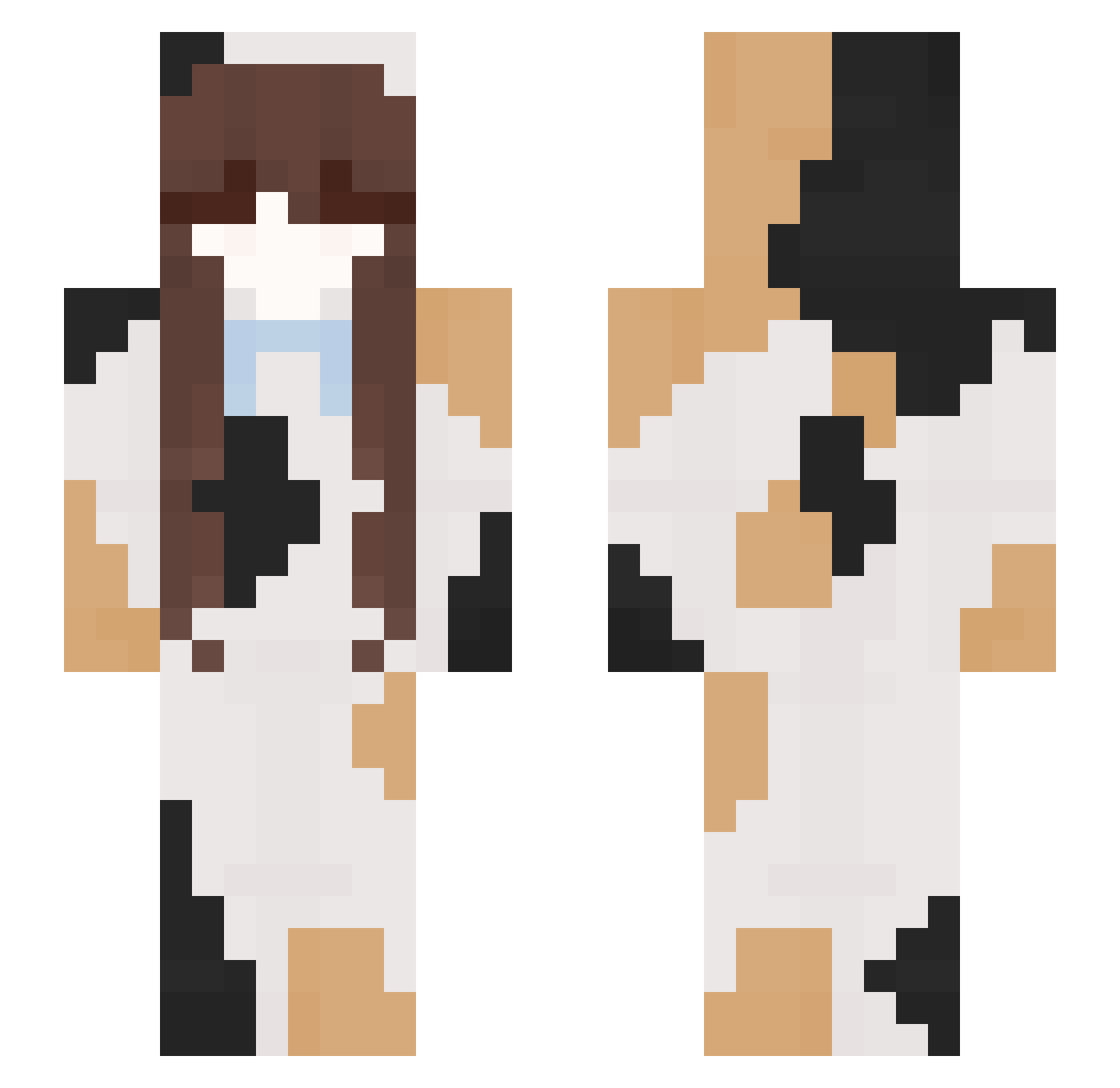 MeeYowz Minecraft skin, front and back view