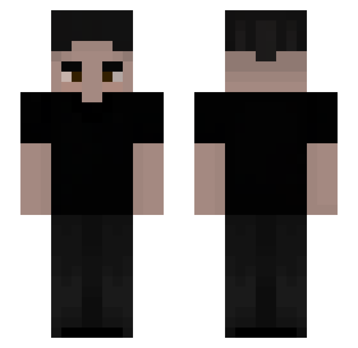 Derflast Minecraft skin, front and back view