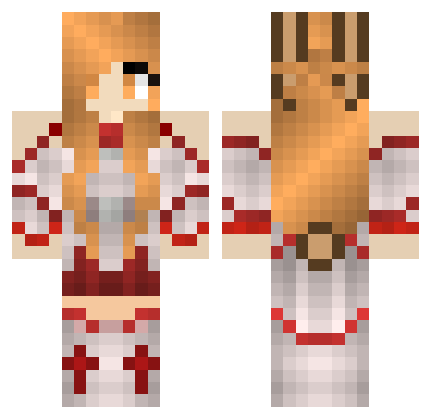 PopCorn_Asuna Minecraft skin, front and back view