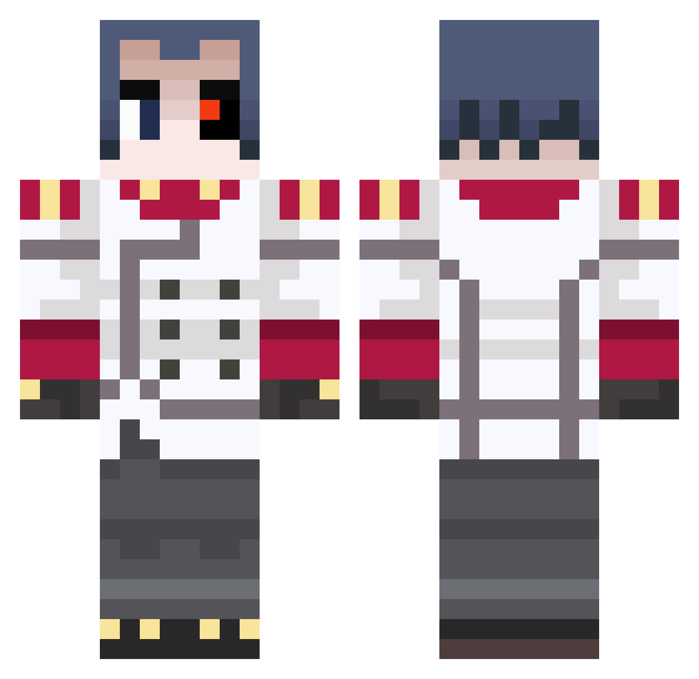 ZXEZX Minecraft skin, front and back view