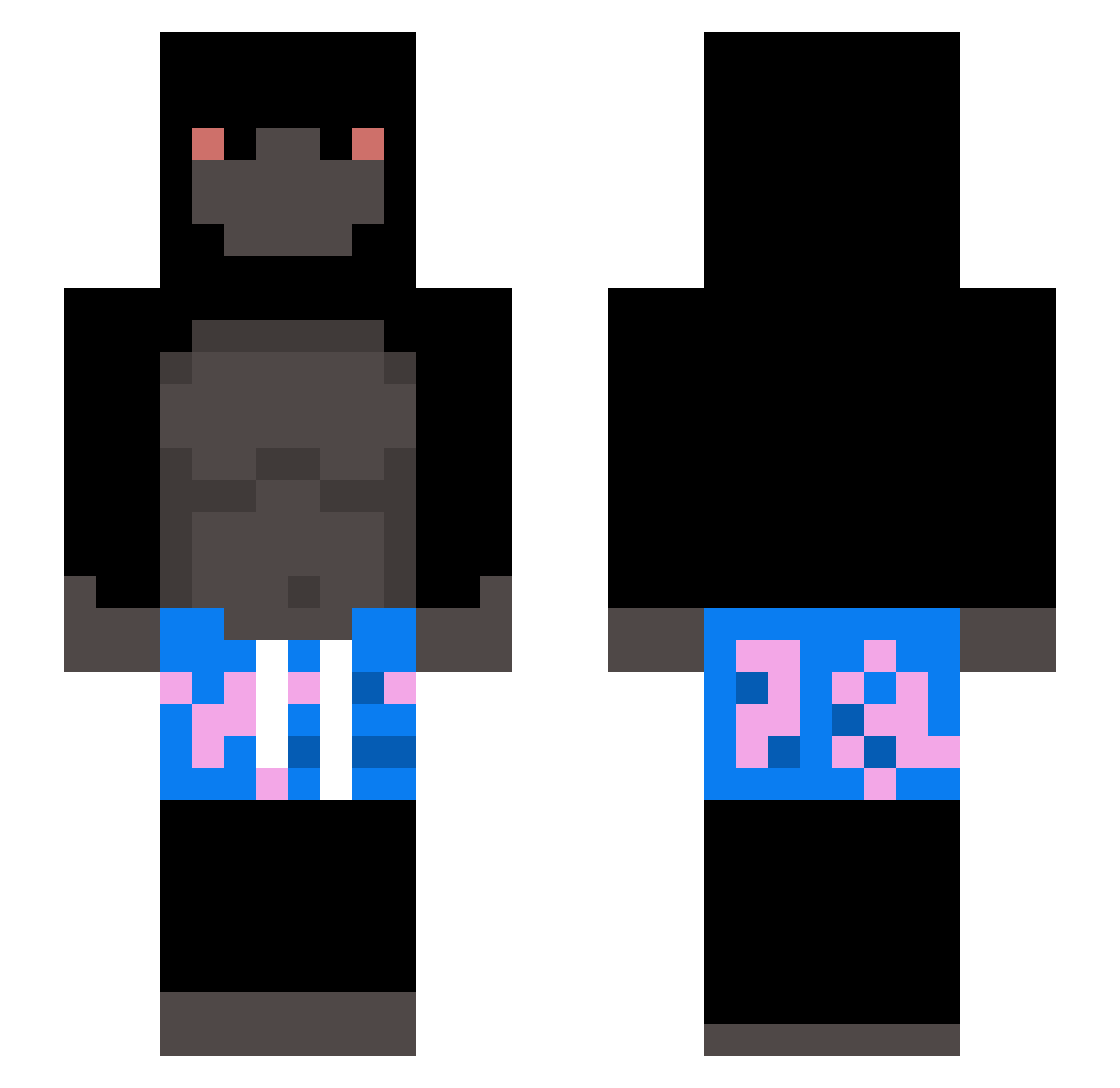 SarahhBlack Minecraft skin, front and back view