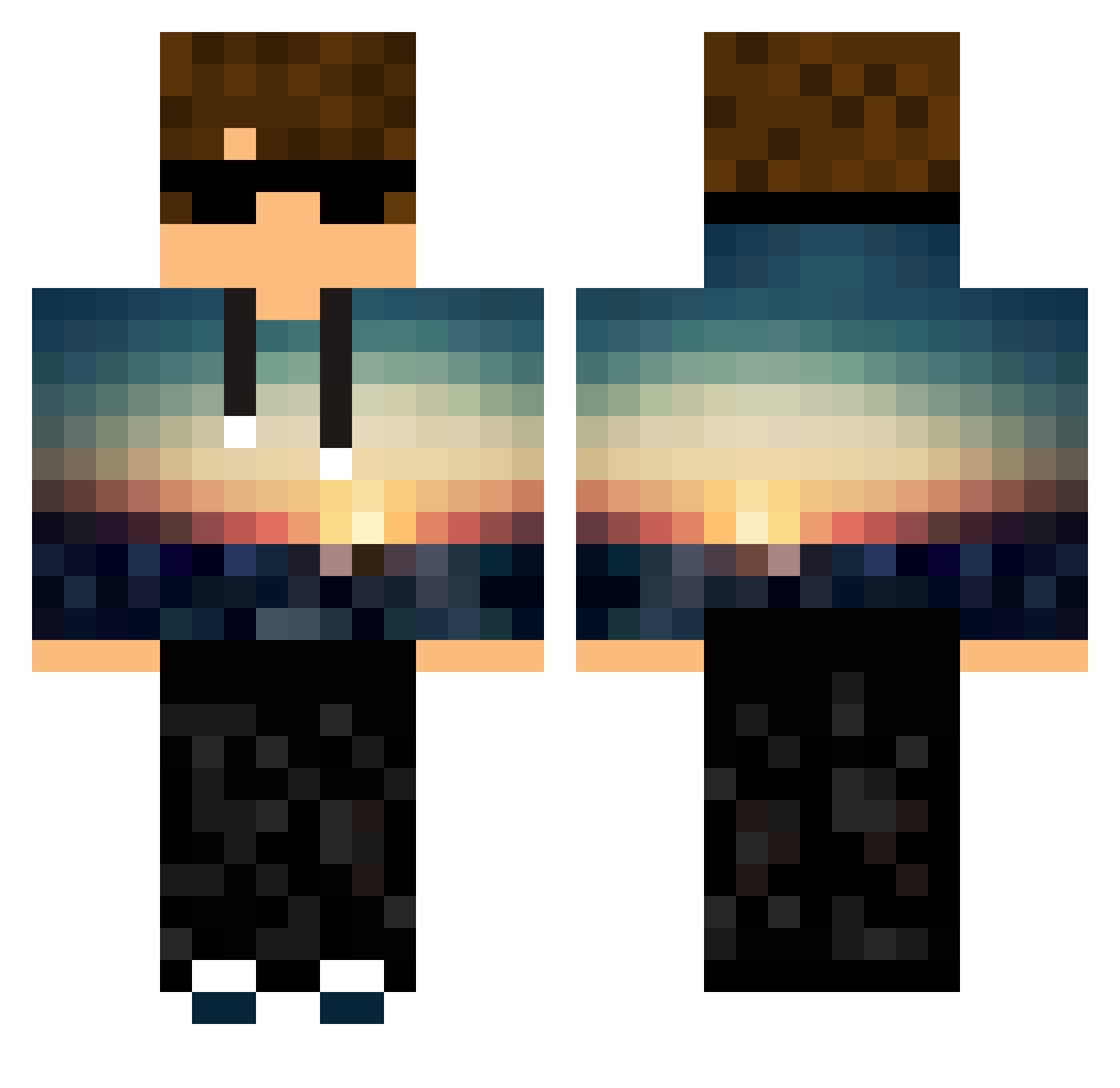 Cranboy Minecraft skin, front and back view