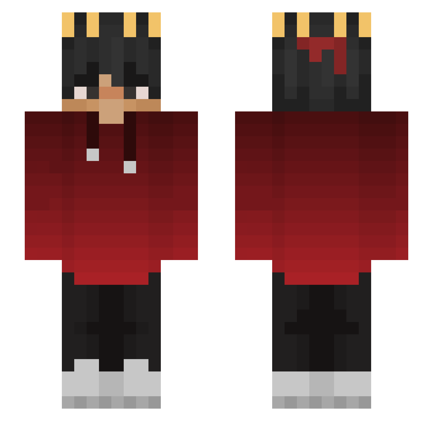 BigFelasAI Minecraft skin, front and back view