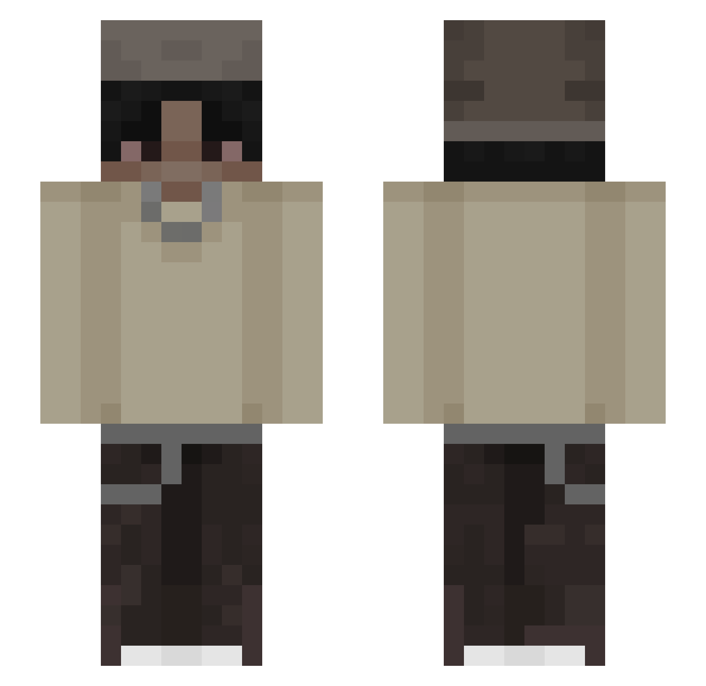 unqashu Minecraft skin, front and back view