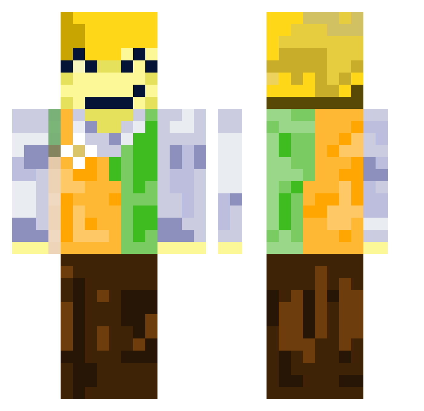 jeffmcsteve Minecraft skin, front and back view