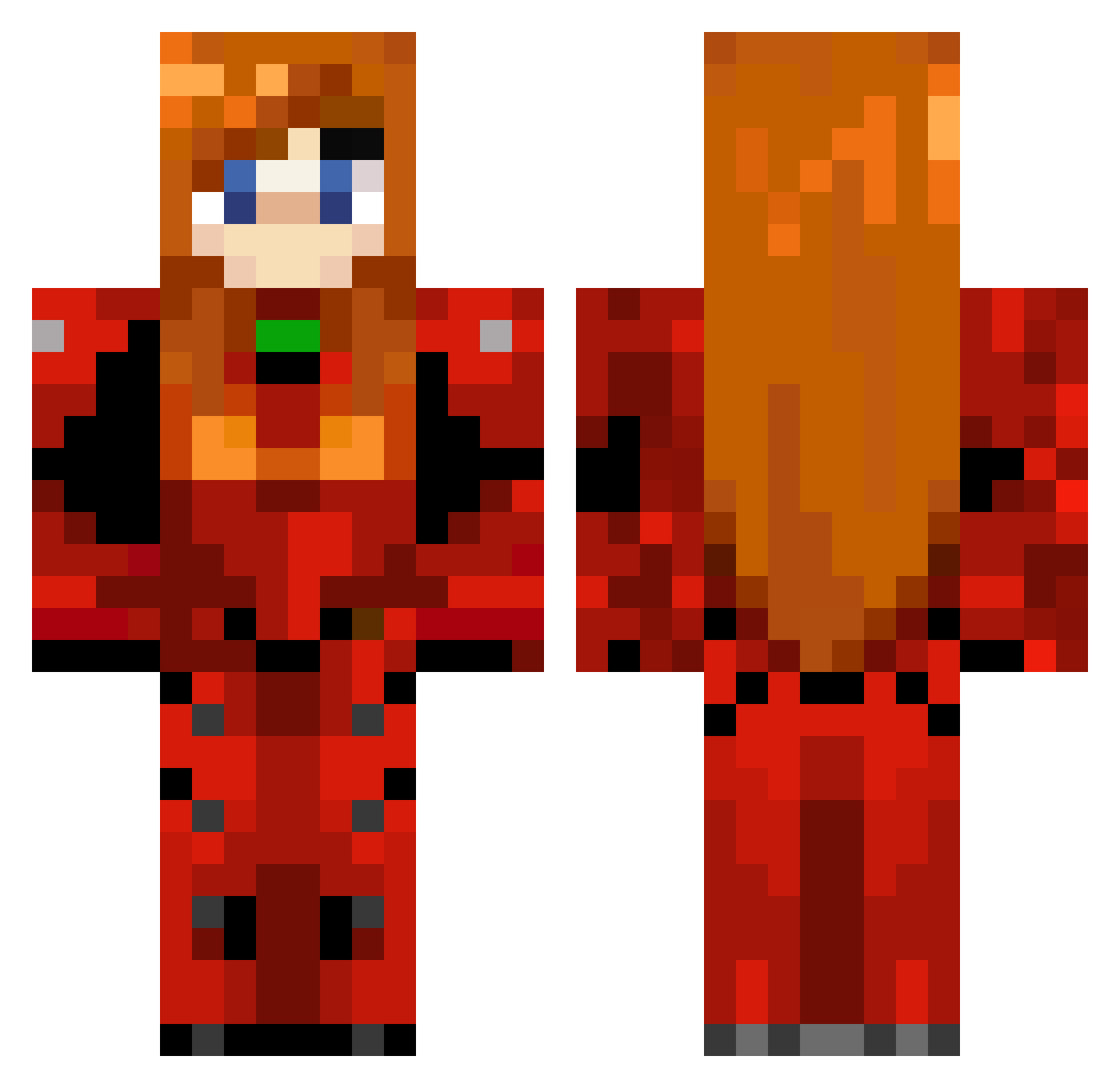 BigPupil Minecraft skin, front and back view