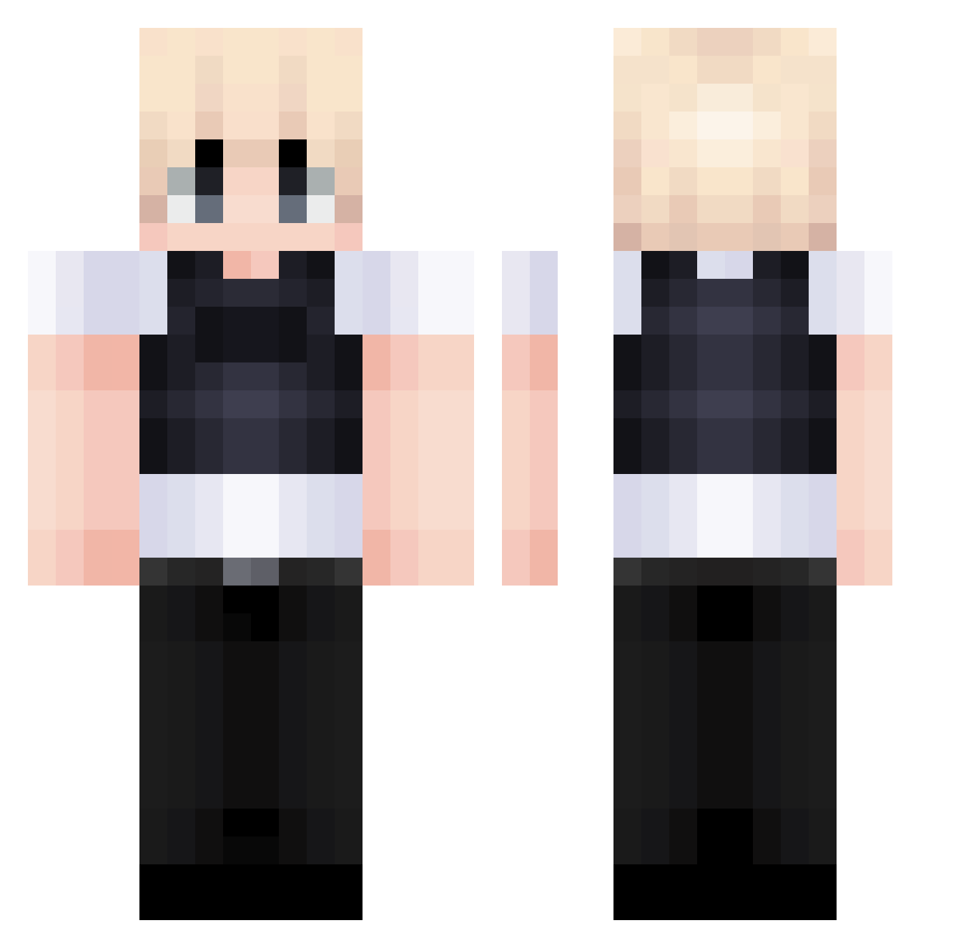 Straynx Minecraft skin, front and back view