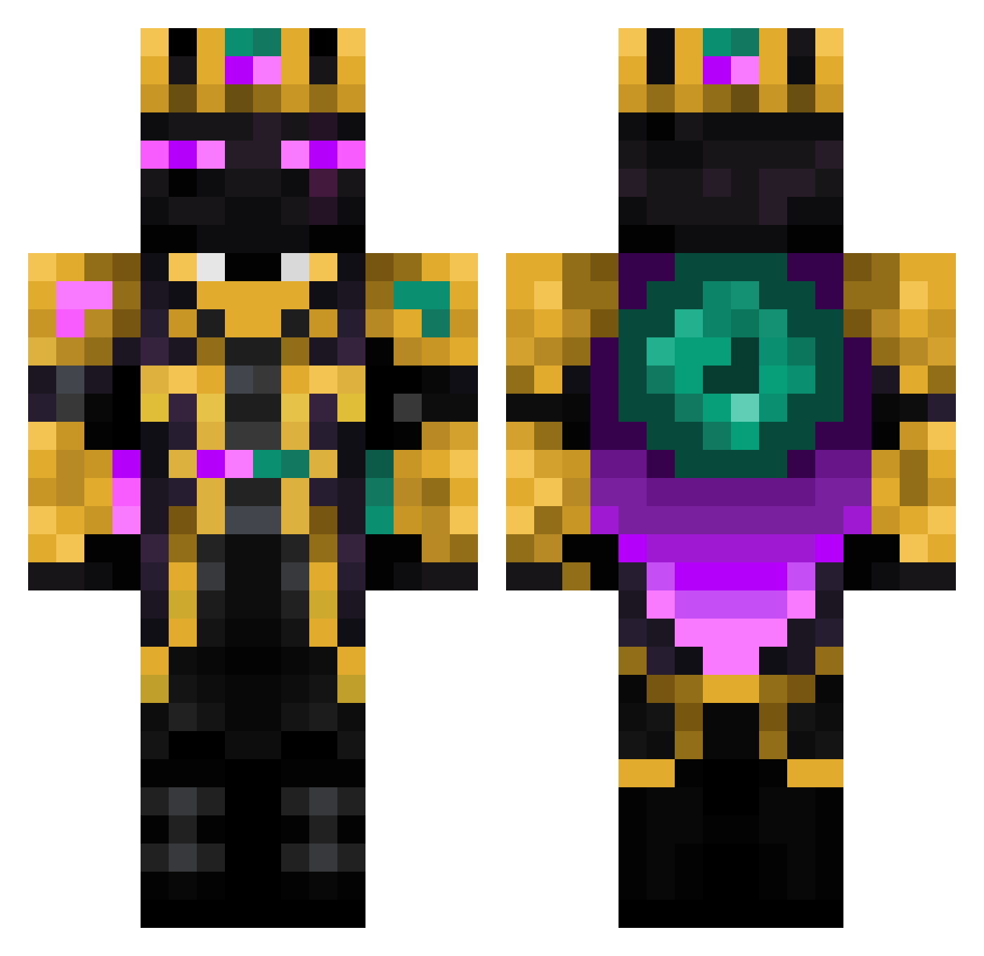 DeevilCrown Minecraft skin, front and back view