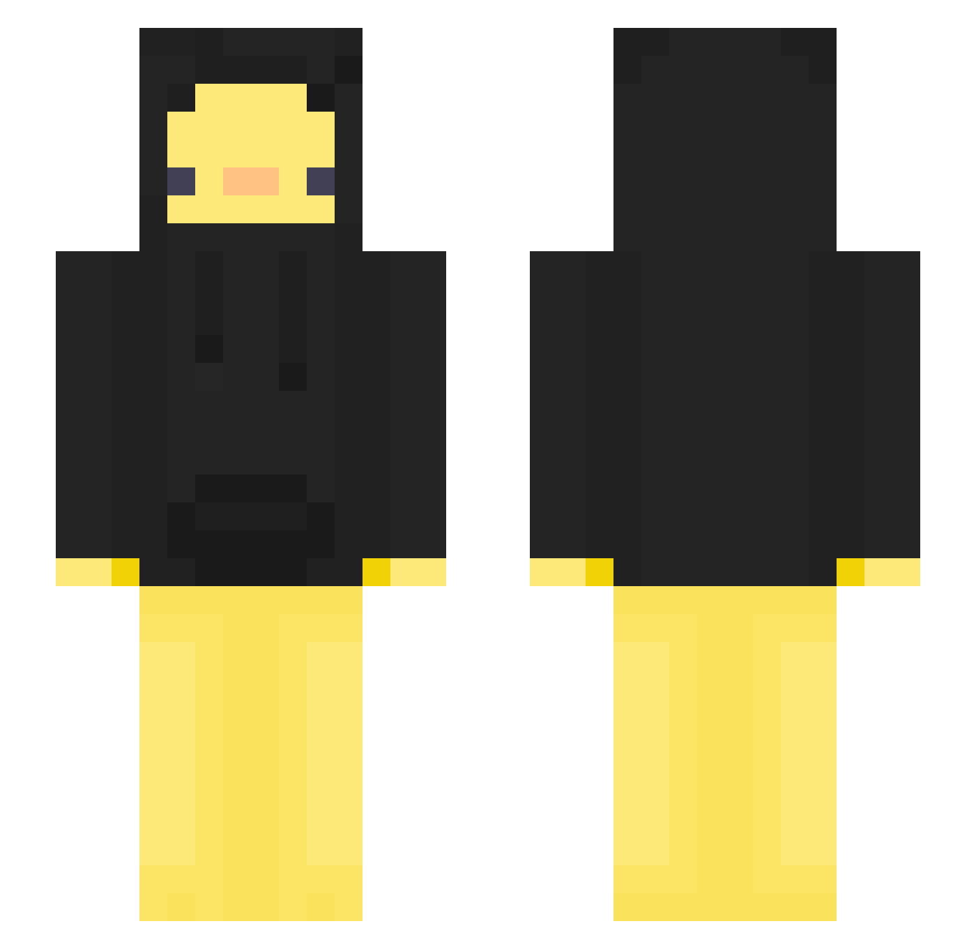 Unrestful Minecraft skin, front and back view