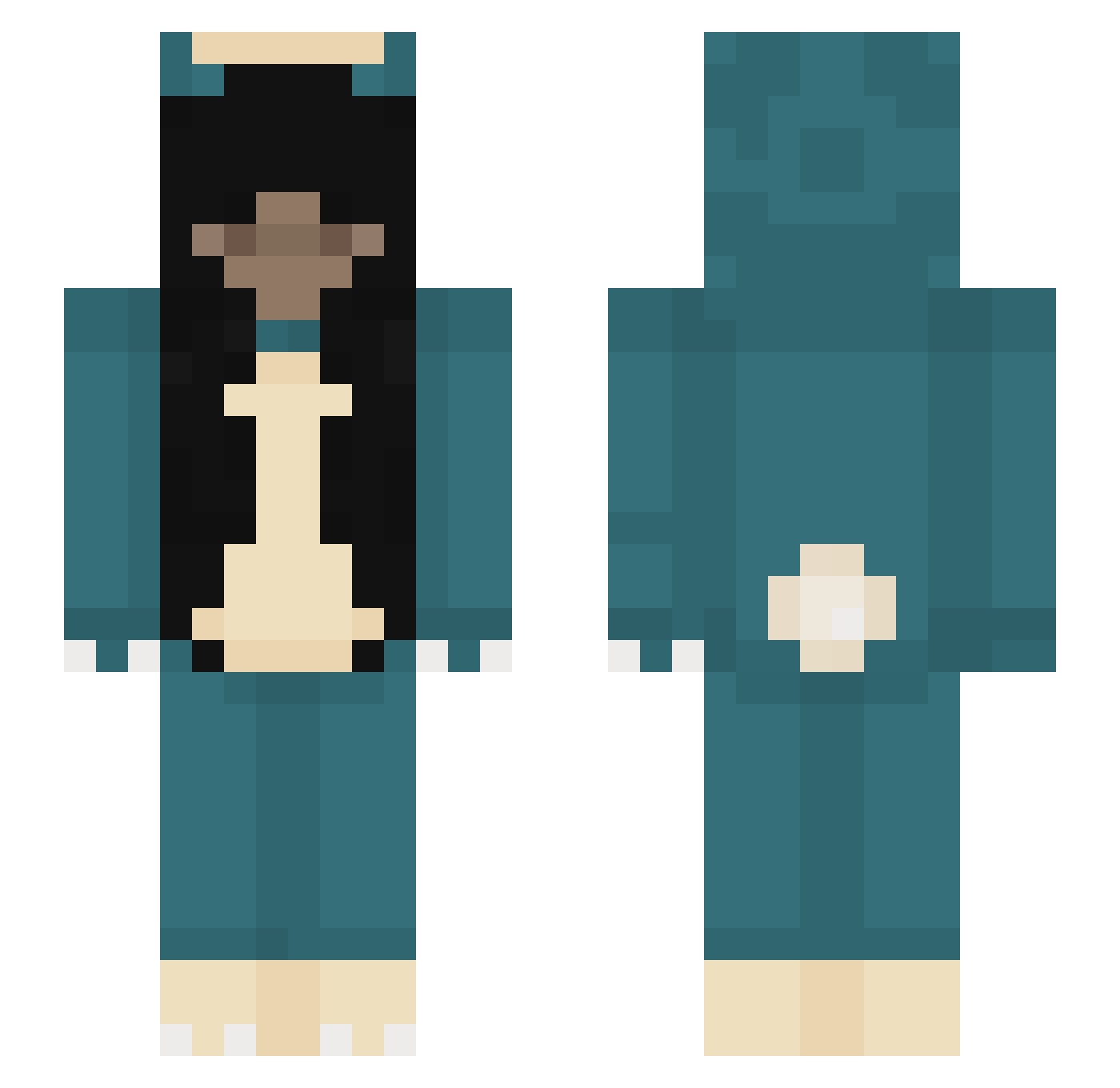 JustRanielle Minecraft skin, front and back view