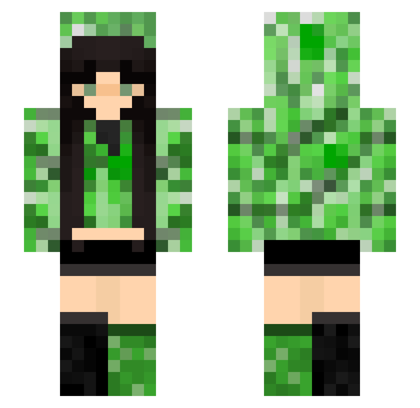 NotAkali Minecraft skin, front and back view