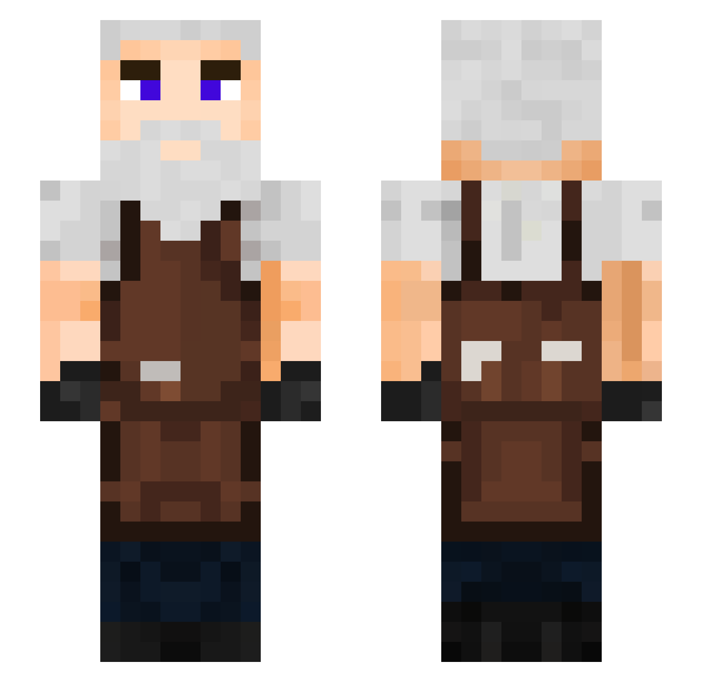 Pitiable Minecraft skin, front and back view