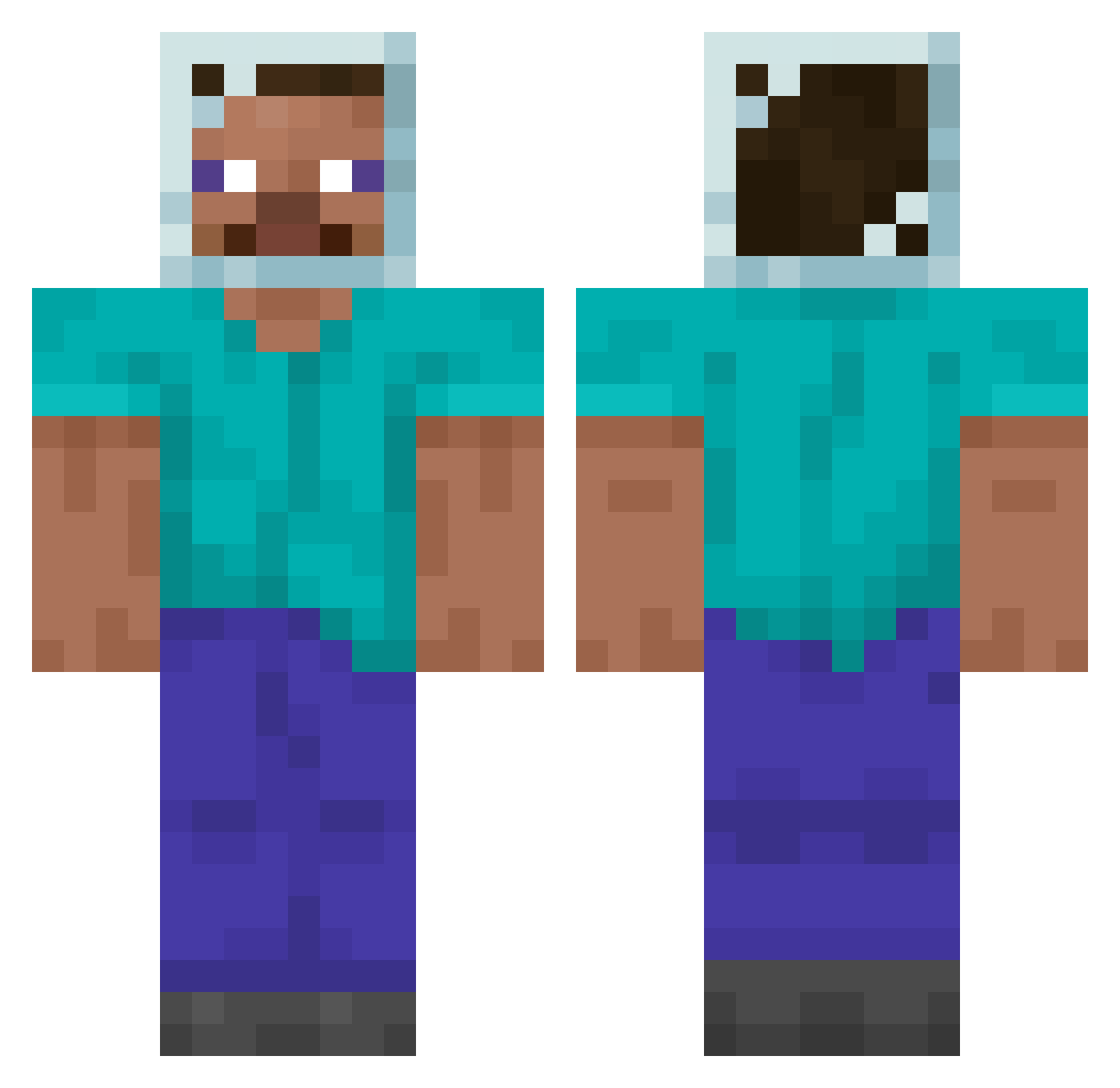 SewerGuy Minecraft skin, front and back view
