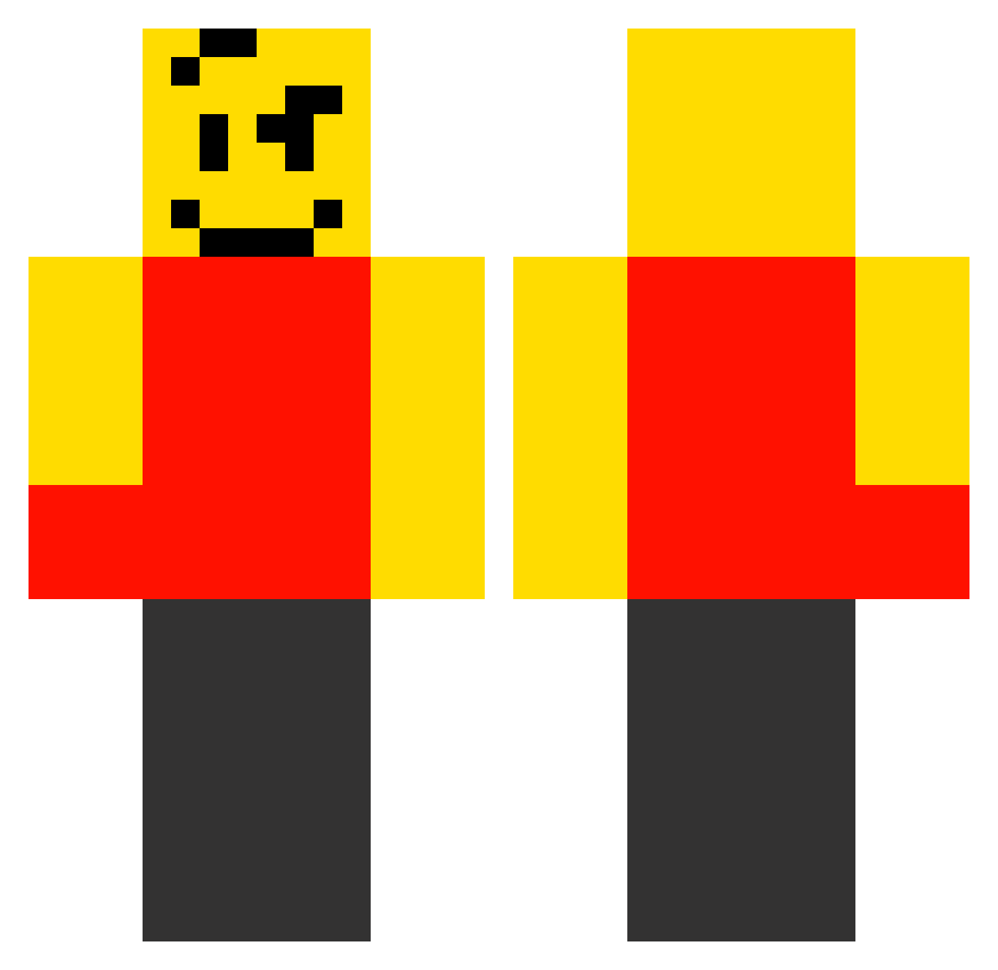 54M5UN6 Minecraft skin, front and back view