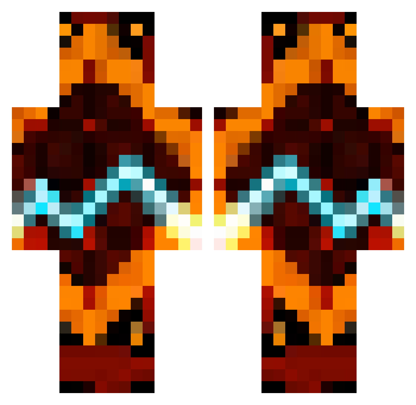 DiamondSplashes Minecraft skin, front and back view