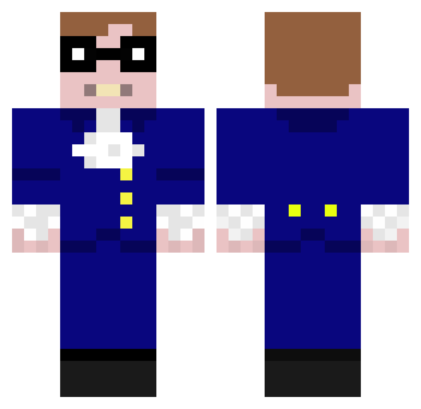 Homuncio Minecraft skin, front and back view