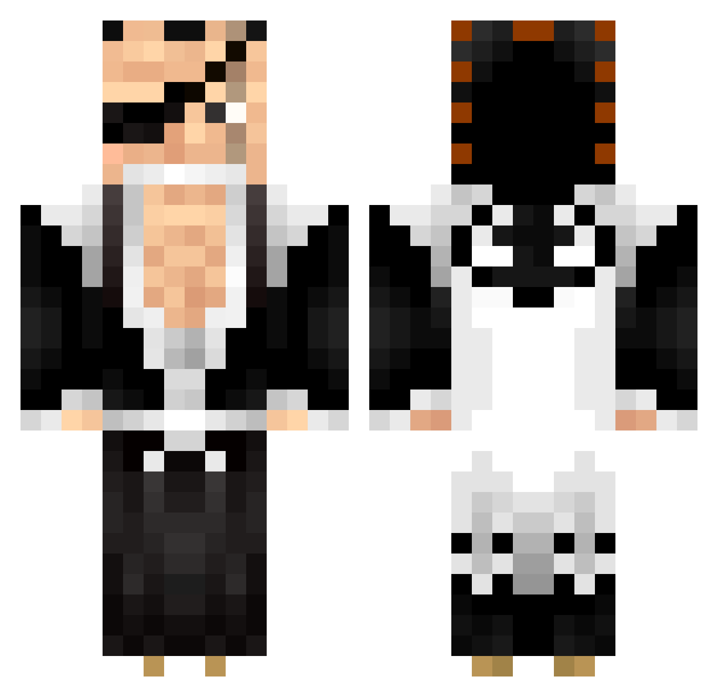 HunterRoRo64 Minecraft skin, front and back view
