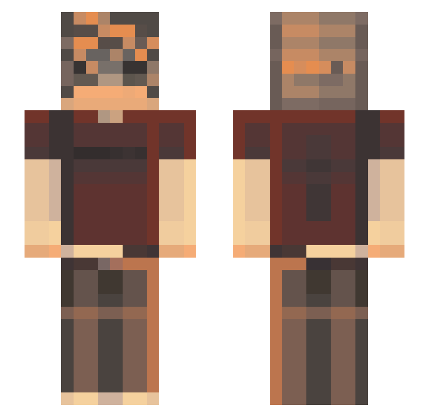 misojis Minecraft skin, front and back view