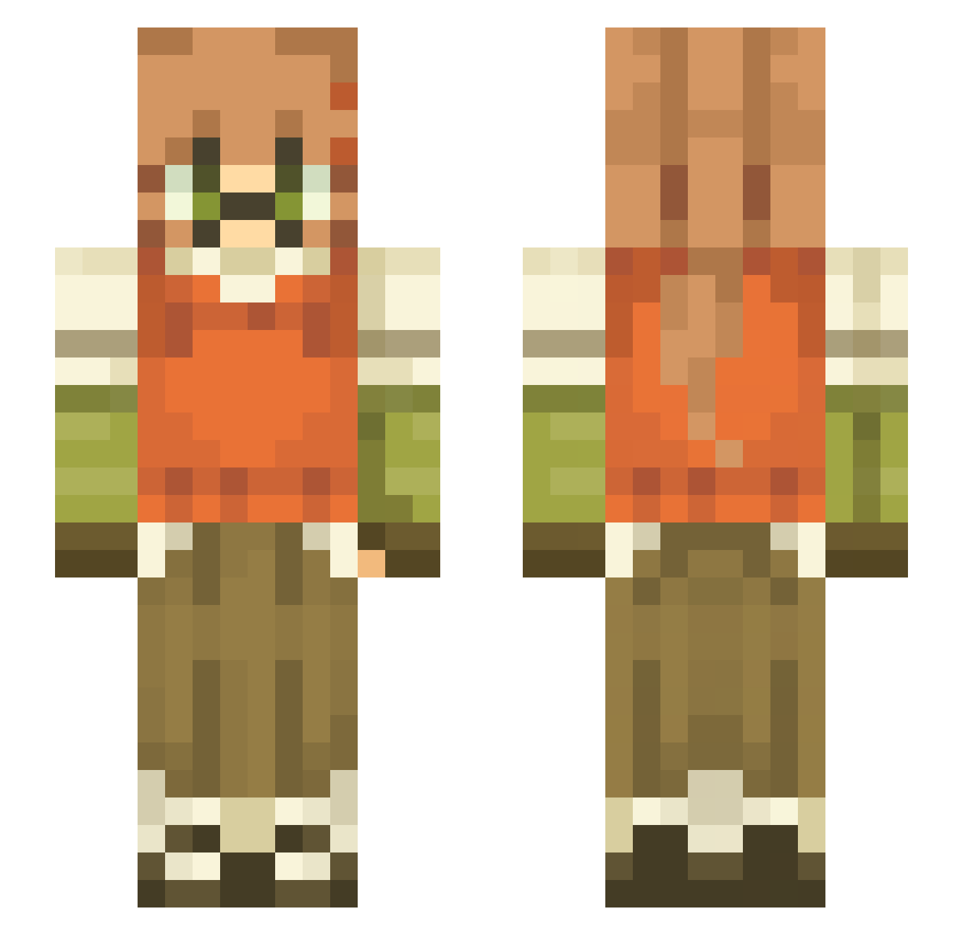 MulletsG Minecraft skin, front and back view