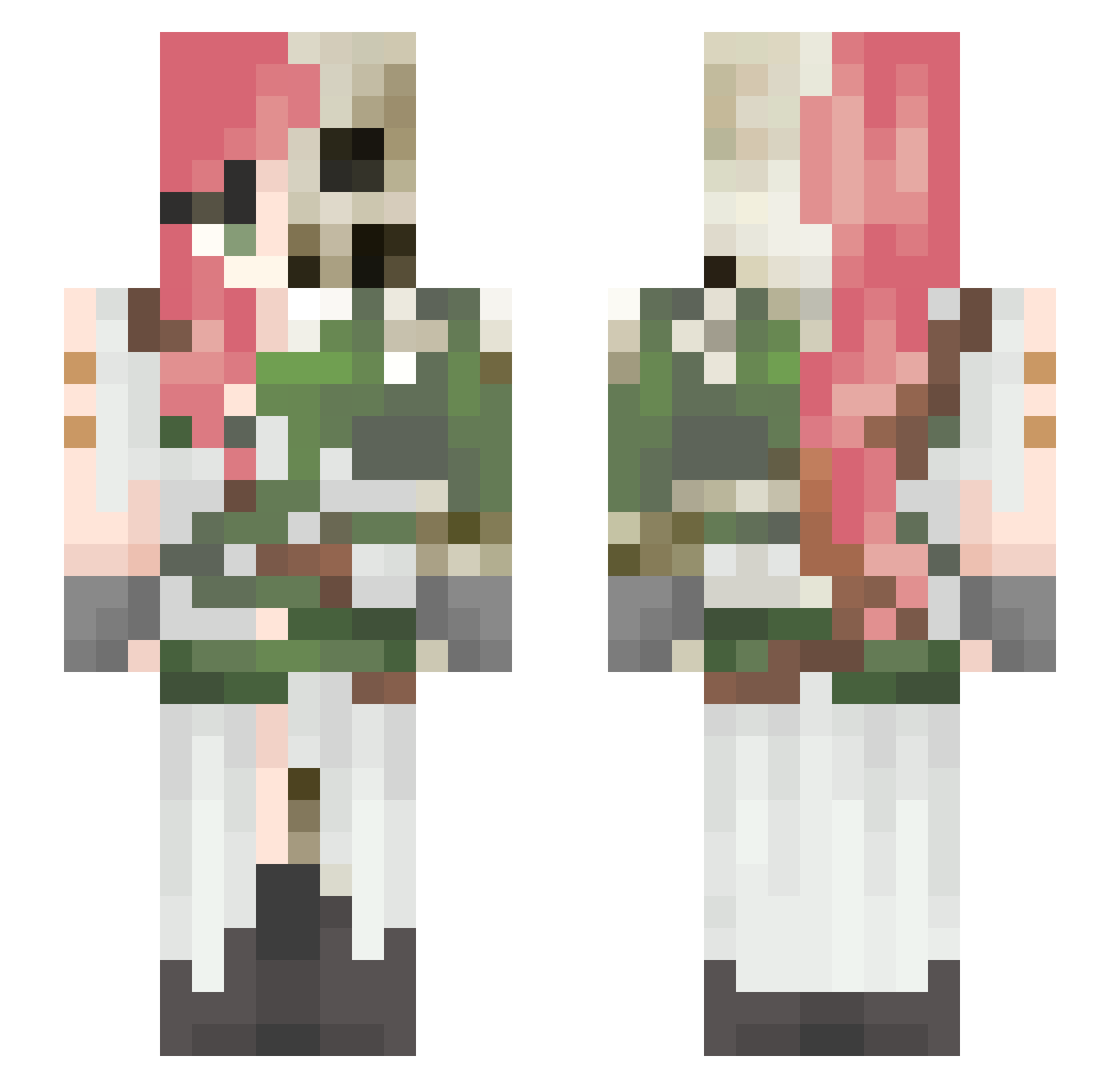 BeeTheQueen Minecraft skin, front and back view