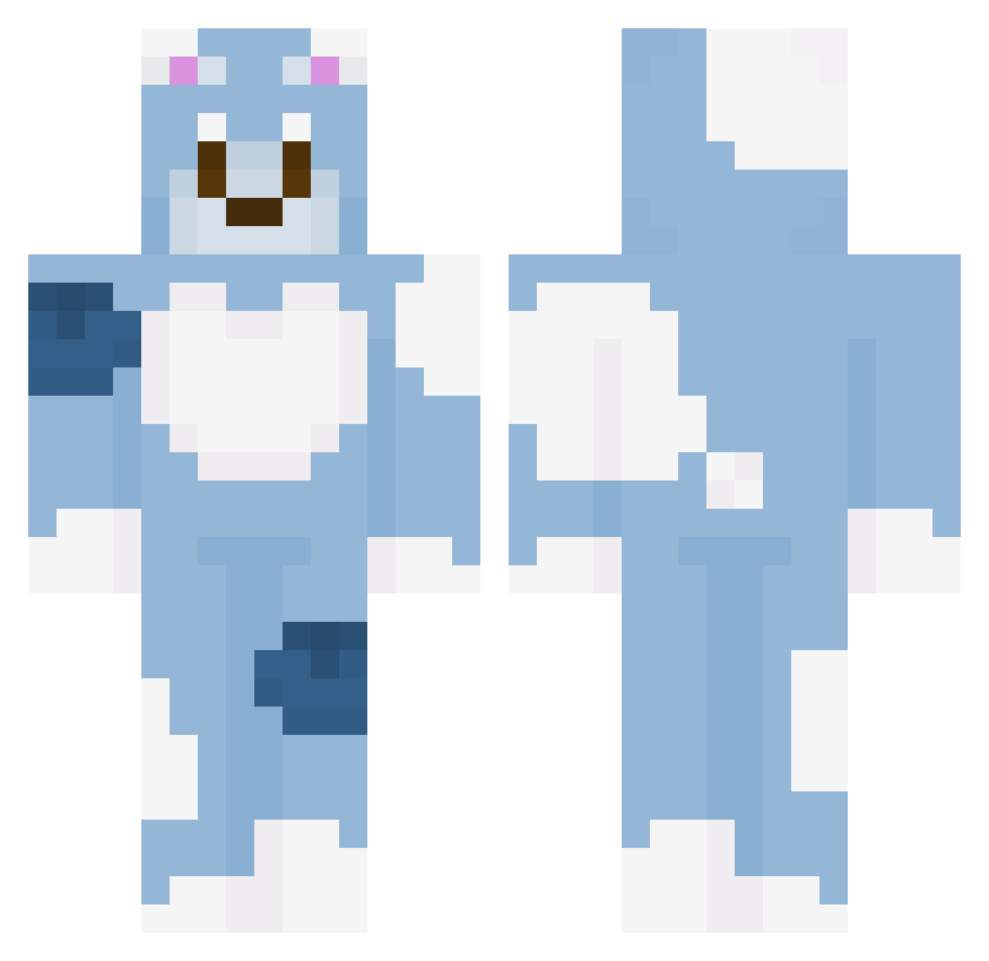 BlueBeary0 Minecraft skin, front and back view