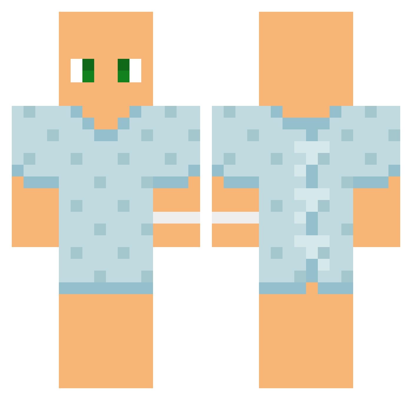 protobacco Minecraft skin, front and back view