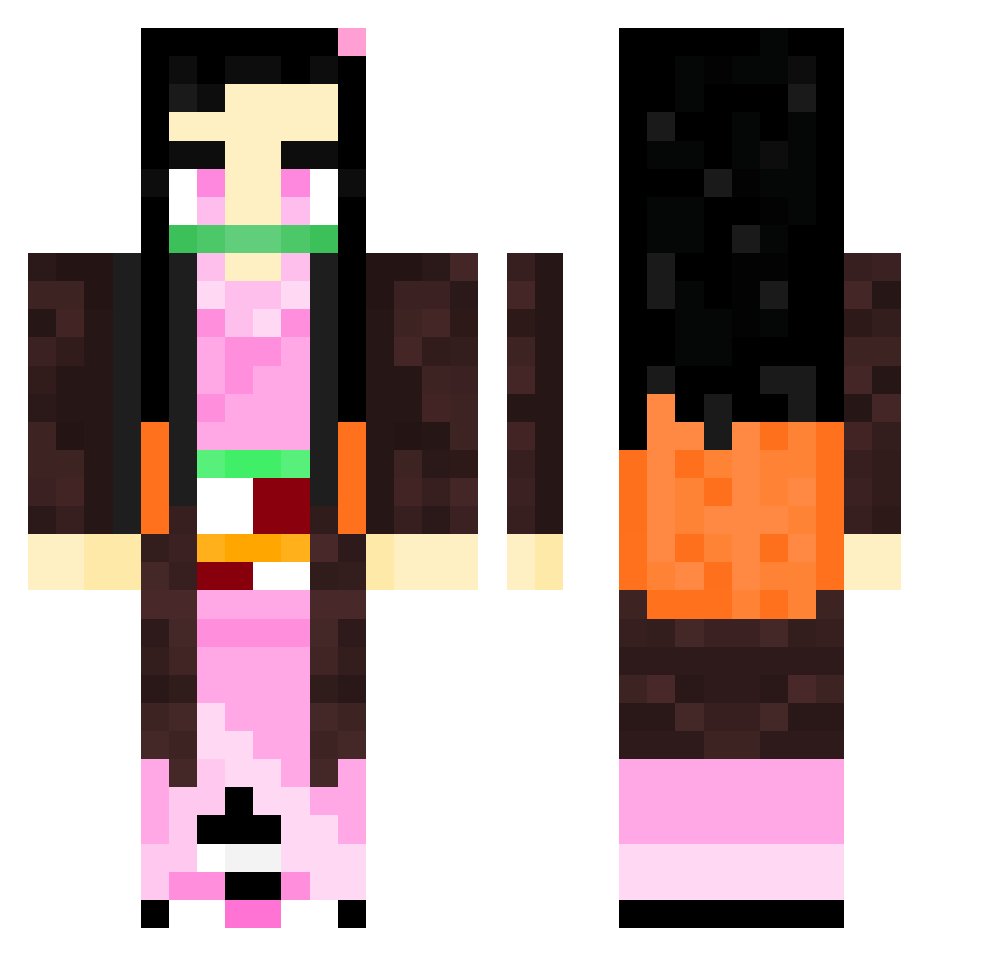 Irnn Minecraft skin, front and back view