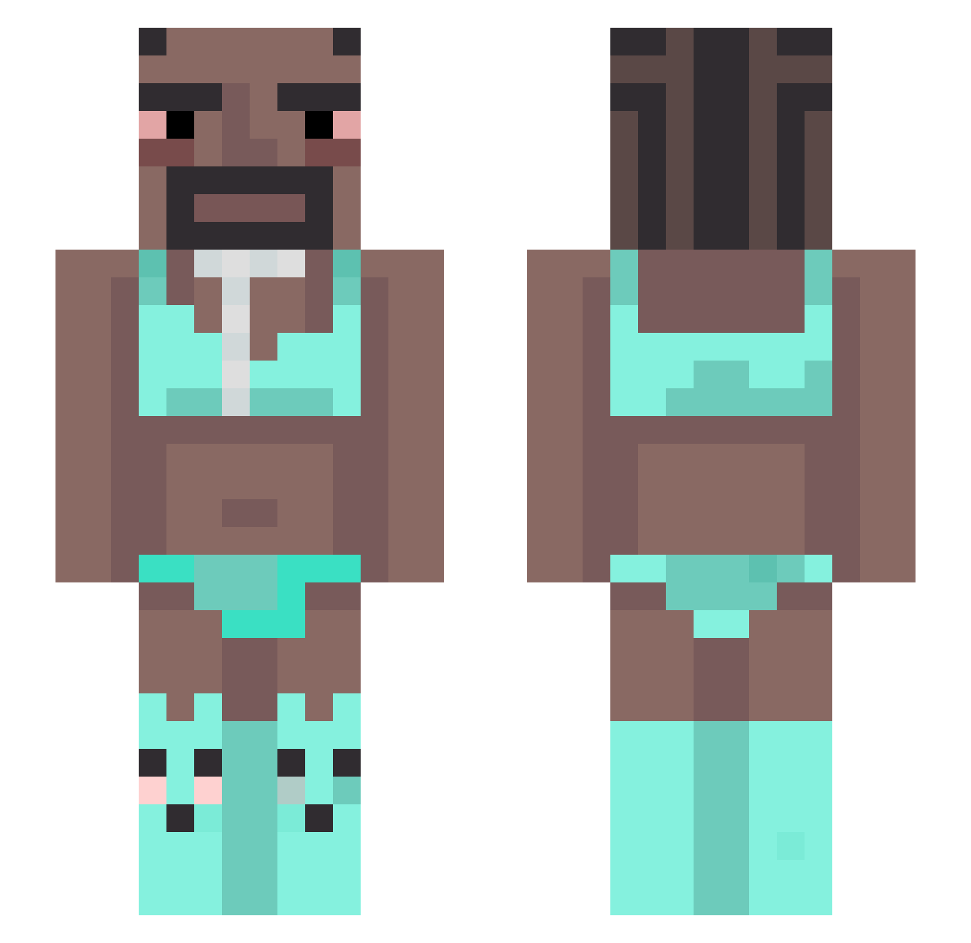 aiseo Minecraft skin, front and back view