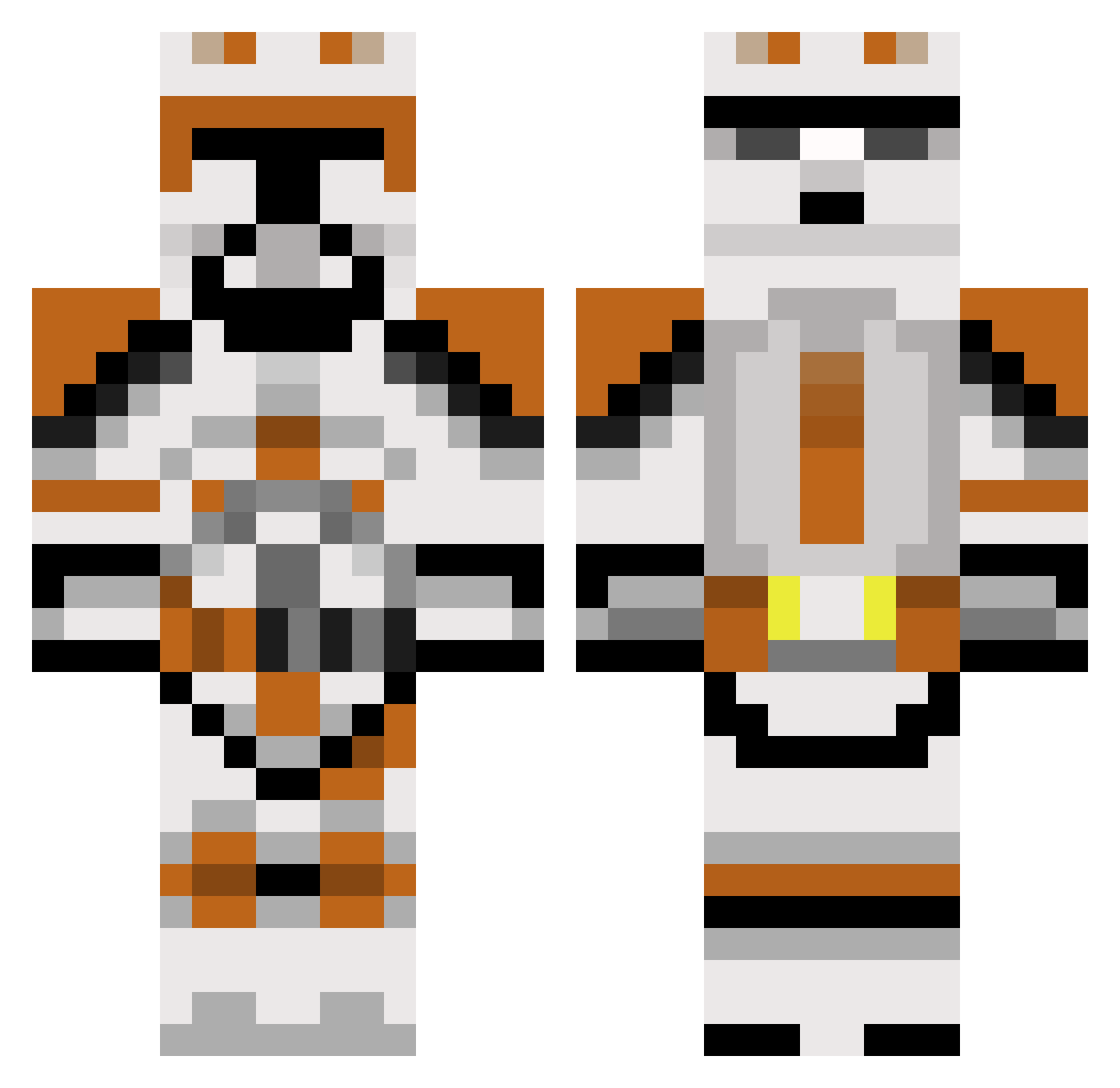 Jokester2001 Minecraft skin, front and back view