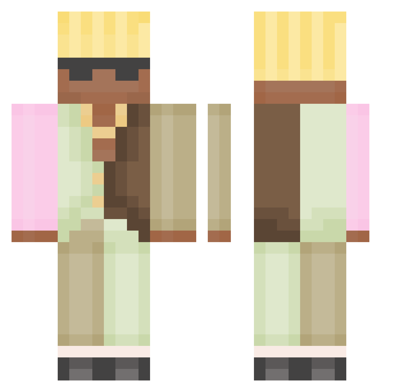 JitsTrippin Minecraft skin, front and back view