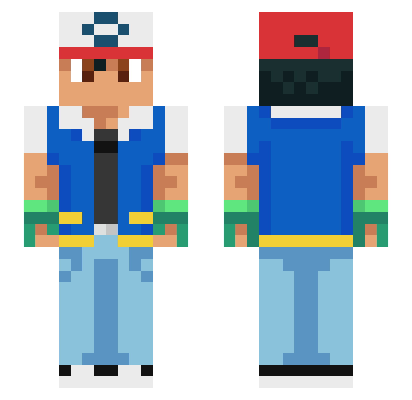 Auscher Minecraft skin, front and back view